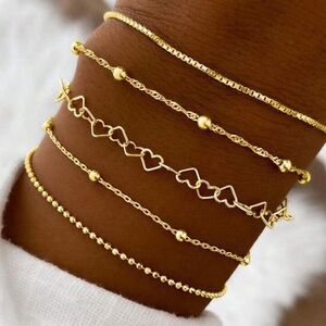 5 piece gold bracelet set
